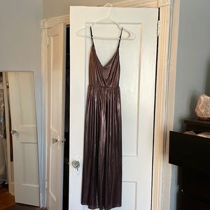 Urban Outfitters Rose Gold striped, metallic jumpsuit